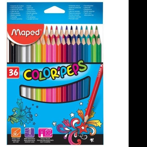 COLORES ESTUCHE C36 PZAS L. PEPS MAPED TRIANG.